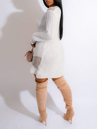 Boat-Neck Cutout Knit Dress