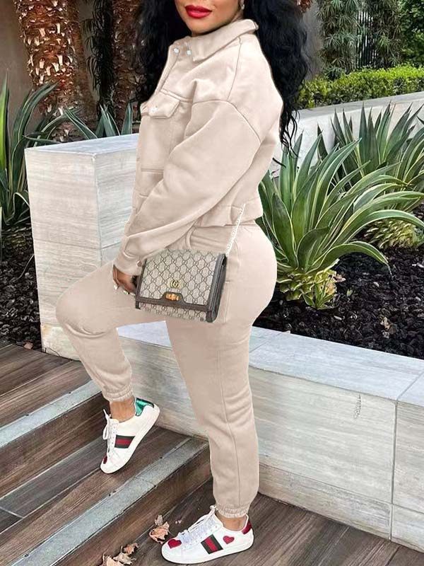 Snap-Front Top & Drawstring Pants Set