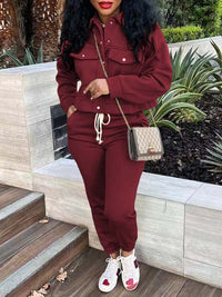 Snap-Front Top & Drawstring Pants Set