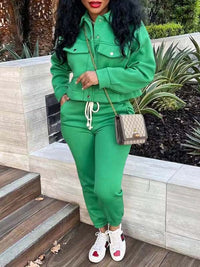 Snap-Front Top & Drawstring Pants Set