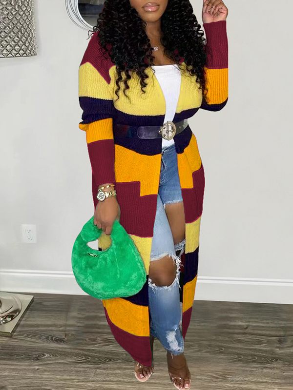 Colorblock Open-Front Cardigan