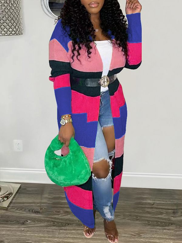 Colorblock Open-Front Cardigan