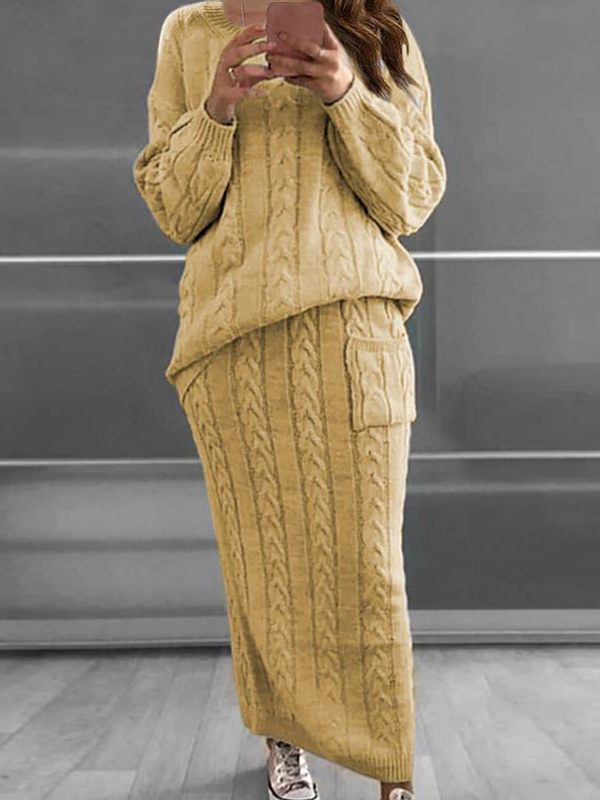 Indiebeautie Cable-Knit Sweater & Skirt Set