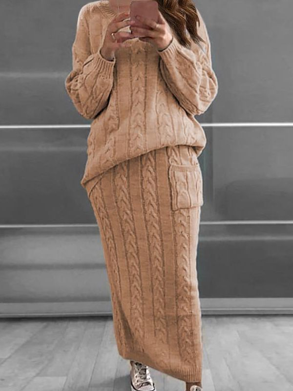Indiebeautie Cable-Knit Sweater & Skirt Set