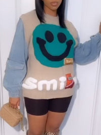 Indiebeautie Denim Combo Smile Sweater