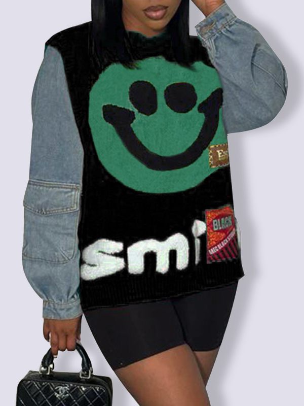 Indiebeautie Denim Combo Smile Sweater