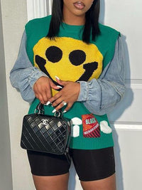 Indiebeautie Denim Combo Smile Sweater