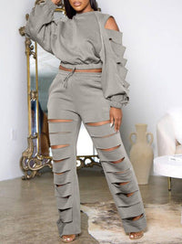 Ripped Sweatshirt & Pants Set