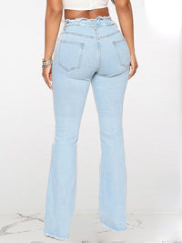Frayed Seam Flared Jeans
