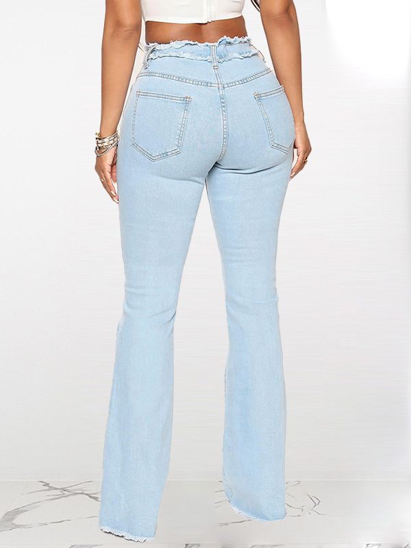 Frayed Seam Flared Jeans