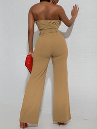 Indiebeautie Button-Front Halter Jumpsuit