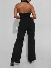 Indiebeautie Button-Front Halter Jumpsuit