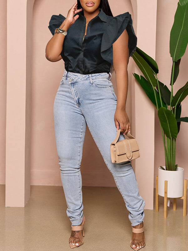 Solid Frilled Shirt