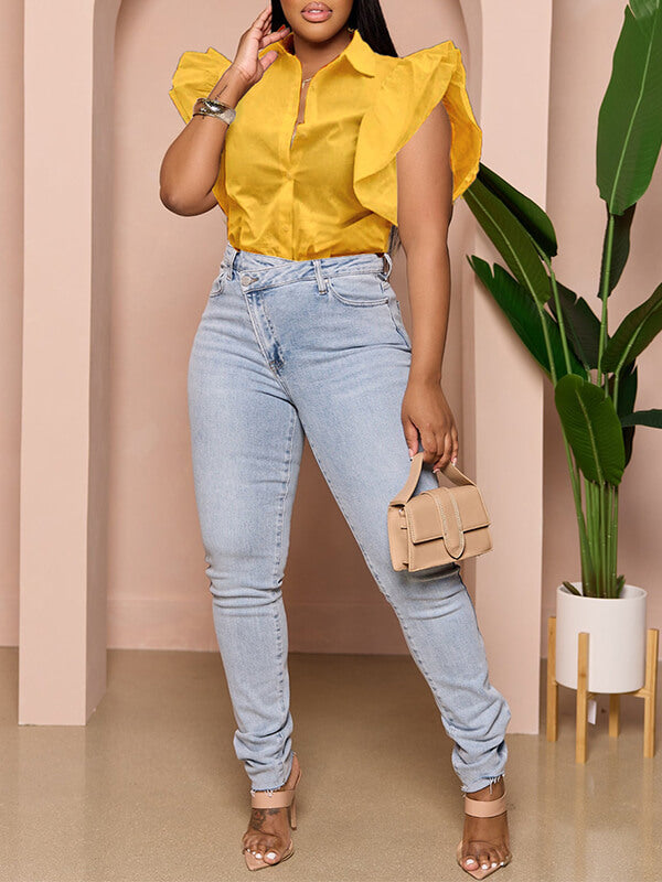 Solid Frilled Shirt