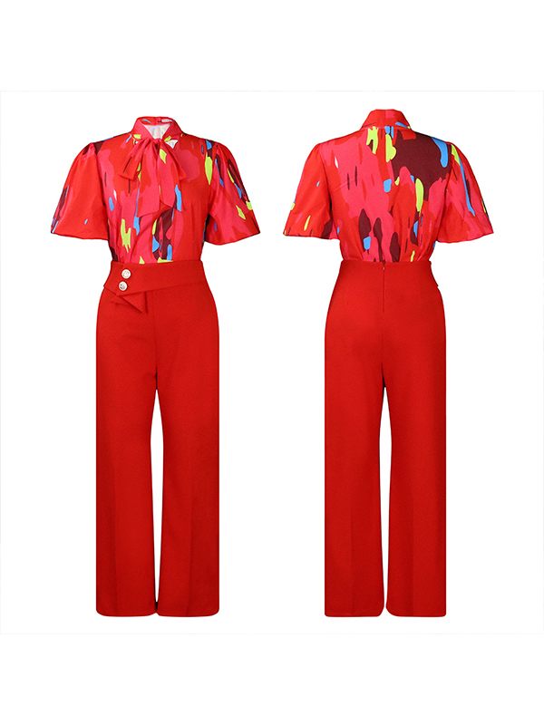 Printed Blouse & Pants Set