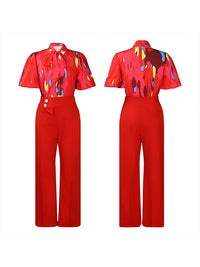 Printed Blouse & Pants Set