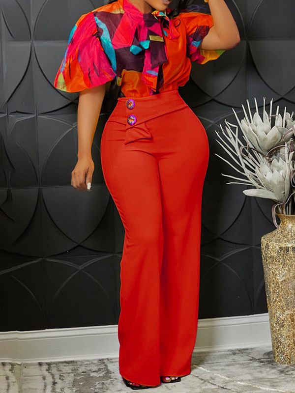 Printed Blouse & Pants Set