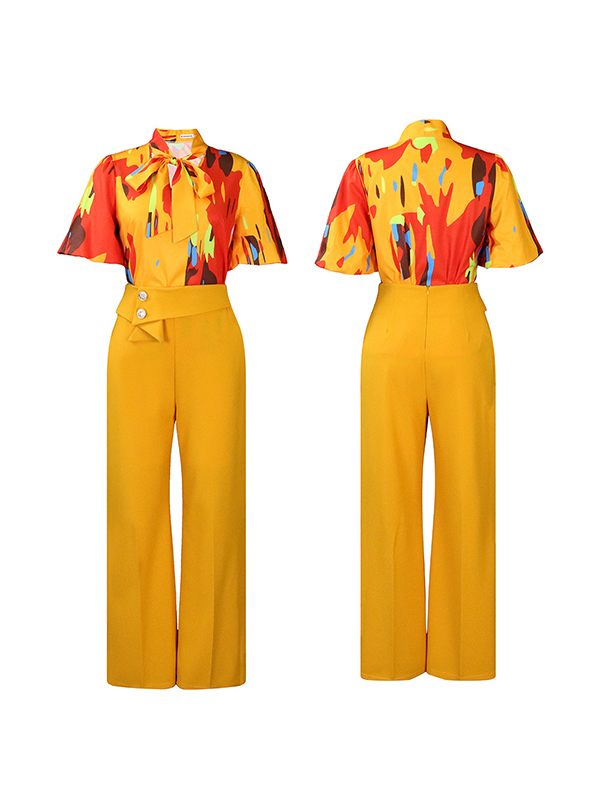 Printed Blouse & Pants Set