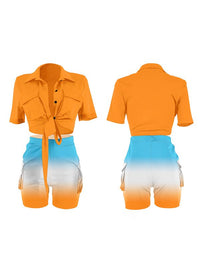 Printed Cargo Shirt & Shorts Set