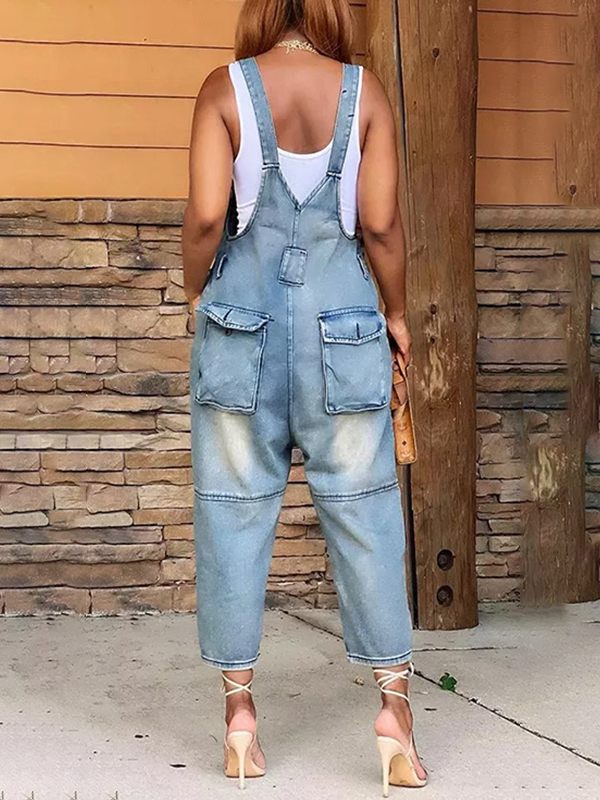 Button Front Denim Overalls