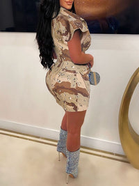 Camo Button-Front Dress