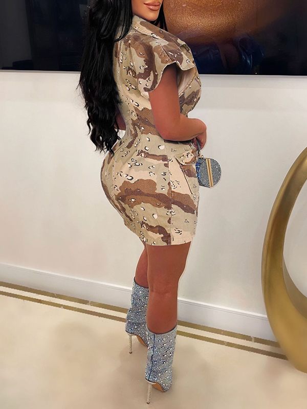 Camo Button-Front Dress