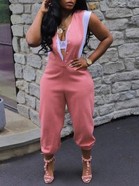 Two-Tone Button-Front Jumpsuit