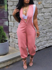 Two-Tone Button-Front Jumpsuit