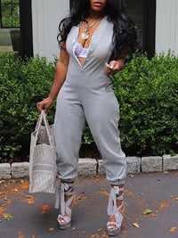 Two-Tone Button-Front Jumpsuit