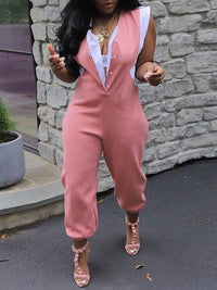 Two-Tone Button-Front Jumpsuit