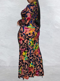 Indiebeautie Printed Plunge Maxi Dress