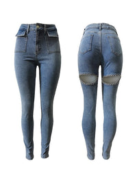 Indiebeautie Studded Cutout-Back Jeans