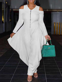 Cold-Shoulder Zip-Front Jumpsuit