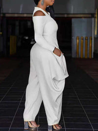 Cold-Shoulder Zip-Front Jumpsuit