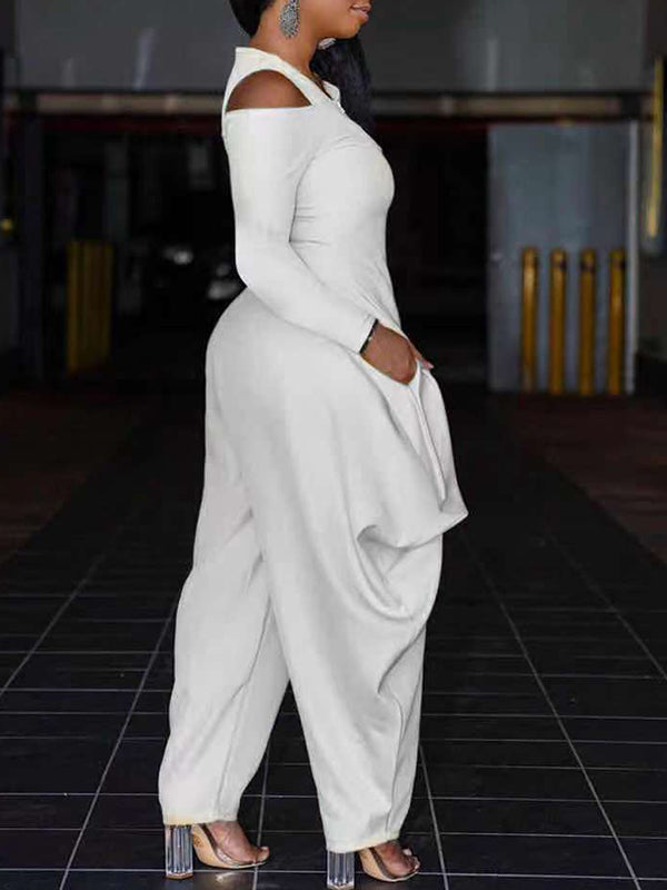 Cold-Shoulder Zip-Front Jumpsuit