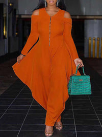 Cold-Shoulder Zip-Front Jumpsuit