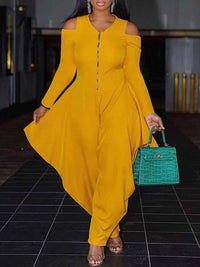 Cold-Shoulder Zip-Front Jumpsuit