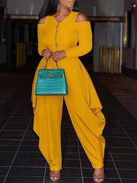 Cold-Shoulder Zip-Front Jumpsuit