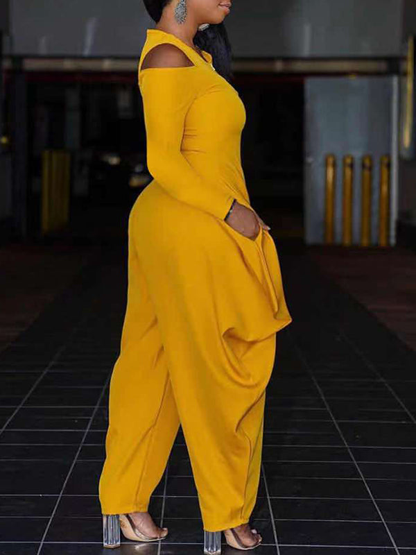 Cold-Shoulder Zip-Front Jumpsuit