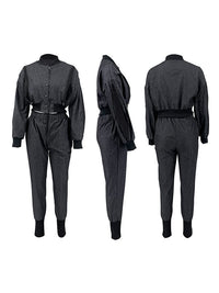 Slit Bomber Jacket & Jogger Pants Set