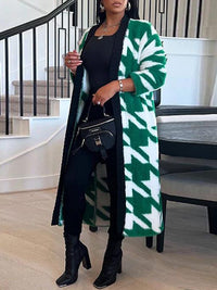 Houndstooth Open-Front Cardigan