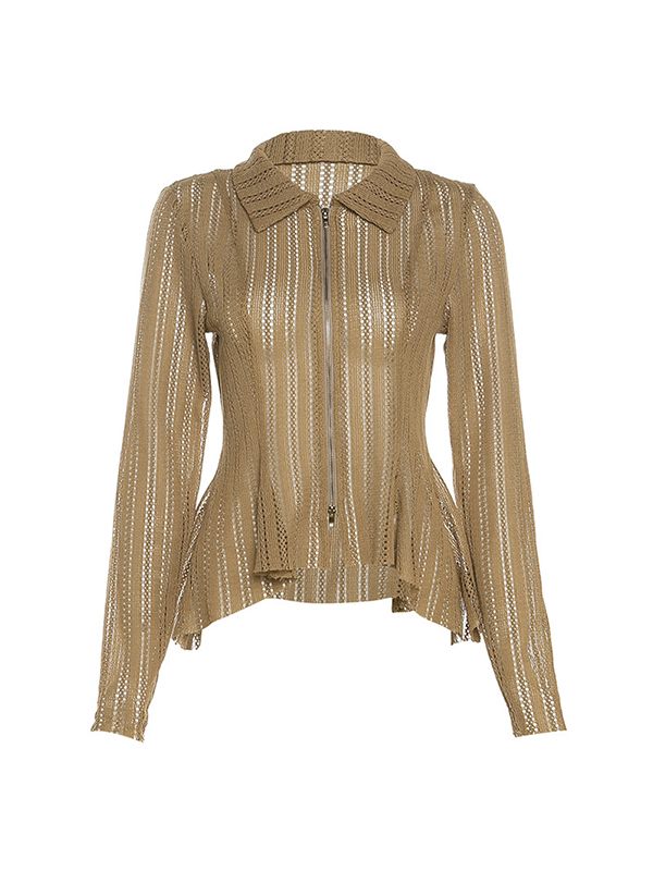 Zip-Front Knit Shirt