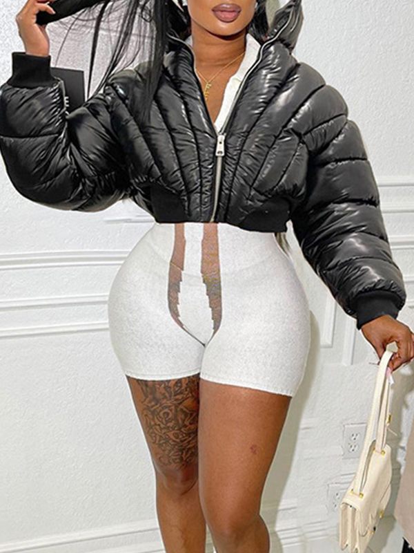 Zip-Front Puffer Coat