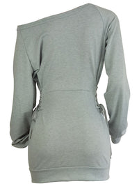 Boat-Neck Lace-Up Dress