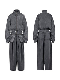 Indiebeautie Denim Jacket & Wide-Leg Pants Set