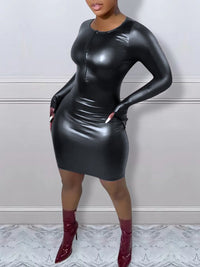 Indiebeautie Faux-Leather Bodycon Dress