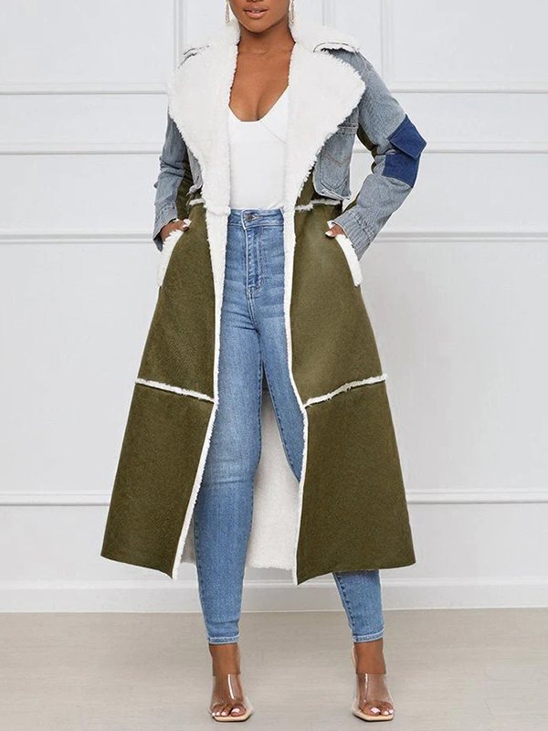 Indiebeautie Denim Combo Shearling Coat