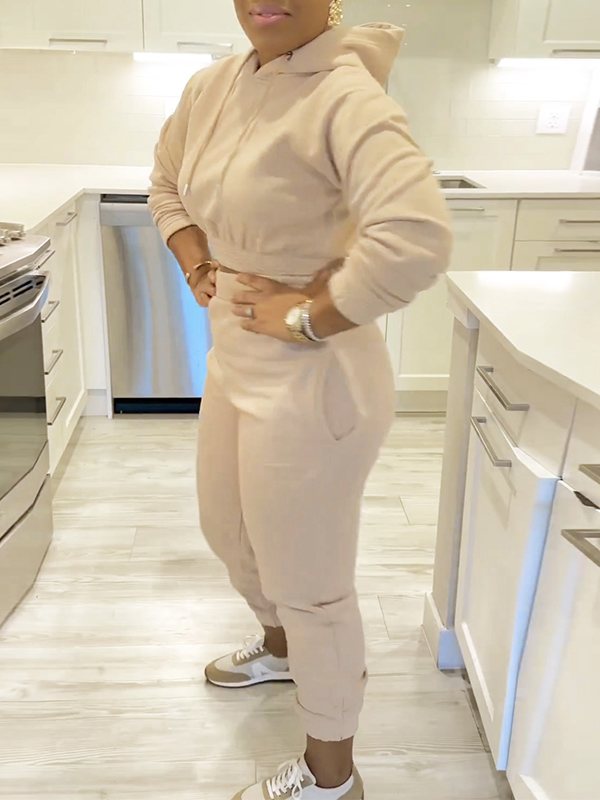 Solid Hoodie & Jogger Pants Set