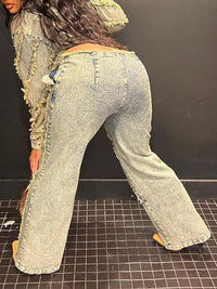 Fringe Denim Jacket & Jeans Set