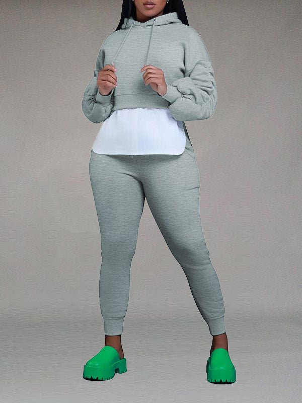 Ruched Combo Hoodie & Jogger Pants Set
